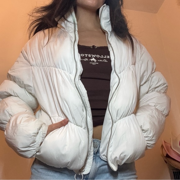Bershka Jackets & Blazers - Bershka White Puffer